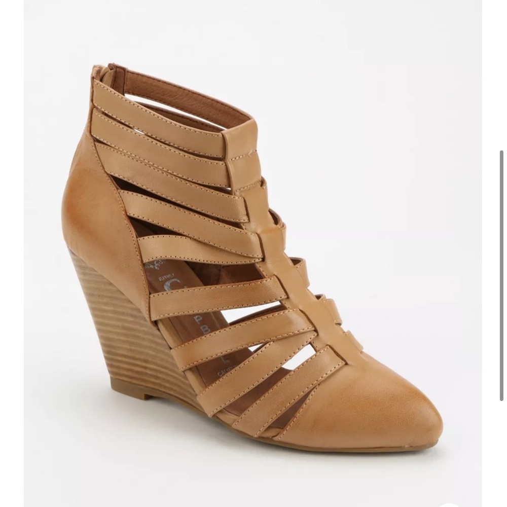BRAND NEW Jeffrey Campbell Vector Brown Tan Gladiator Caged Wedge Sandal Shoes